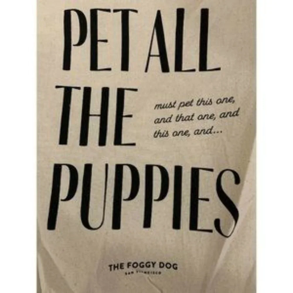 Foggy Dog Canvas Gift Bag PET ALL THE PUPPIES Drawstring Pouch Storage Treats
